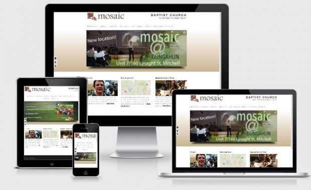 Image of the Mosaic Baptist Church Website Homepage at the Your Web Presence Website