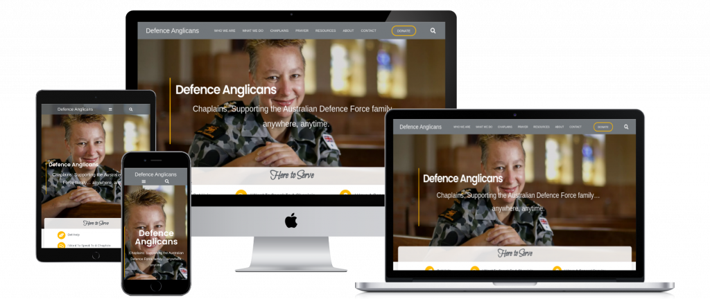 Defence Anglican Chaplaincy Website Mockup on all devices