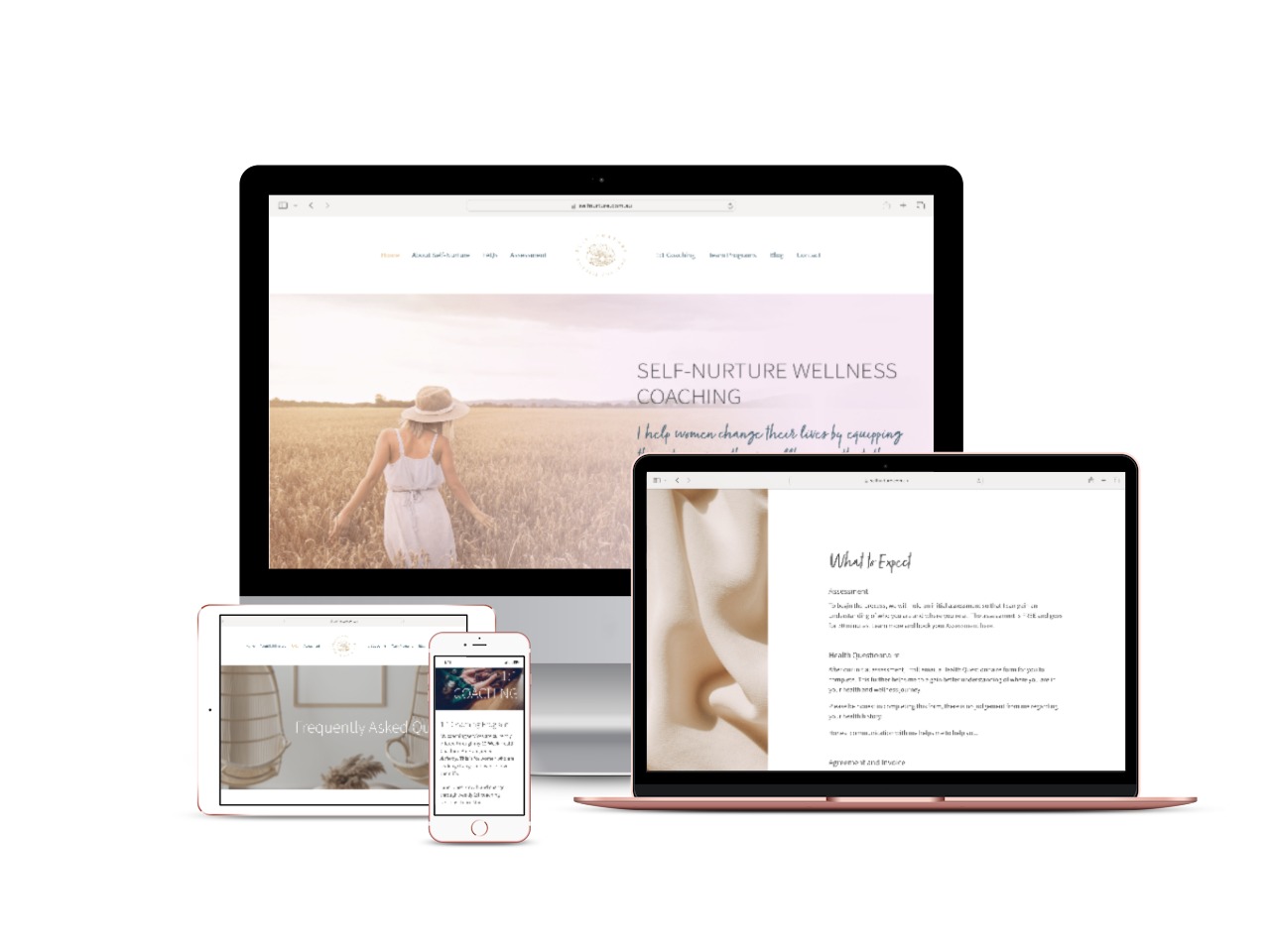Self Nurture Health and Wellness website displayed on devices
