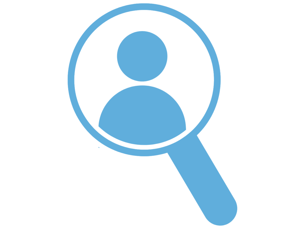 Graphic of magnifying glass over silhouette of person
